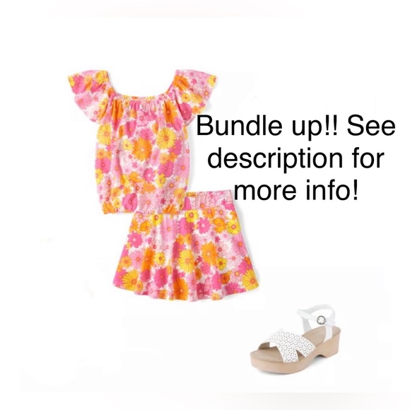 NWT: Girls Flower Print Skort- Fushsia/ Multicolored - Picture 2 of 6